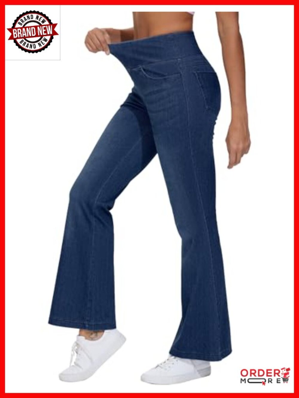 High Waisted Bell Bottom Flare Jeggings Stretch Denim Pull On
